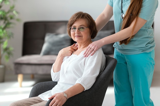 Close up doctor holding patient