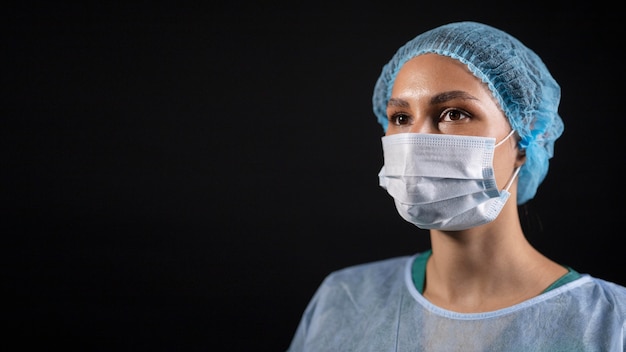 Close up doctor wearing mask