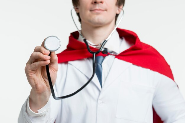 Close-up doctor with stethoscope