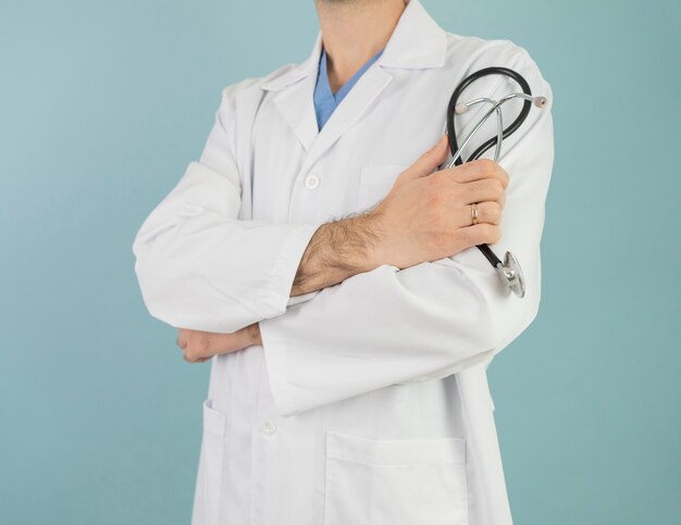 Close-up doctor with stethoscope