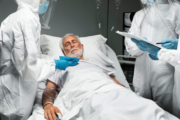 Close up doctors checking patient