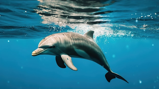 Free photo close up on  dolphin swimming under water