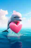 Free photo close up on dolphin with heart shape