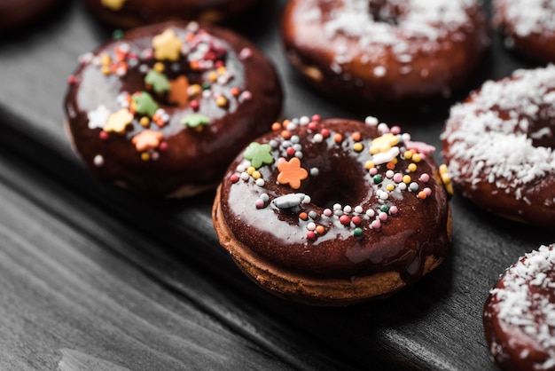 Close-up donuts with frosting