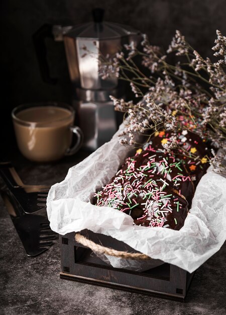 Close-up donuts with frosting