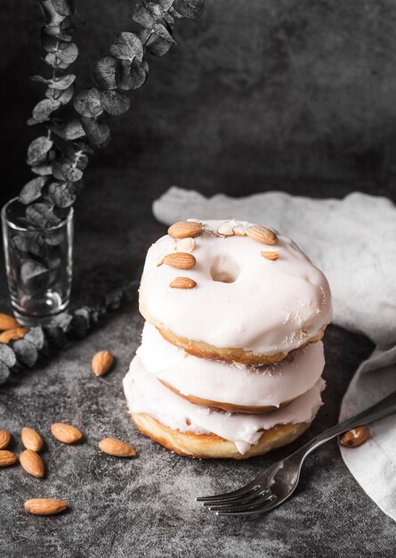 Close-up donuts with frosting