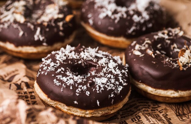 Close-up donuts with frosting