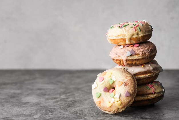 Close-up donuts with frosting