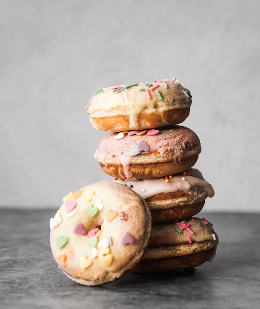 Close-up donuts with frosting