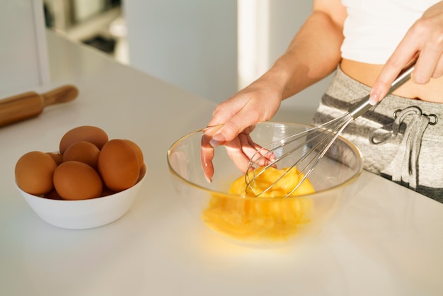 Free photo close-up dough making process