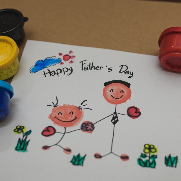 Close-up of drawing for father's day