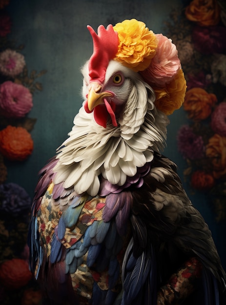 Close up on dressed up chicken