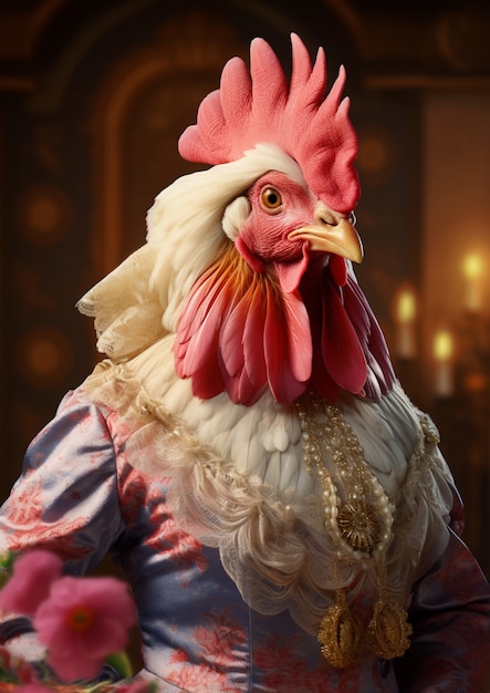 Близкий взгляд на одетую курицу