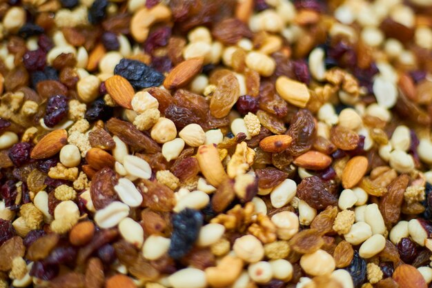 Close-up of dried fruit and nuts