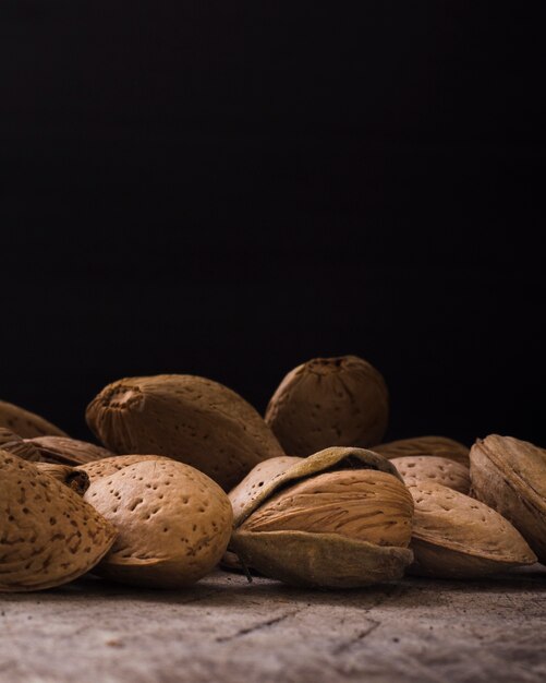 Close-up dried walnuts on the table