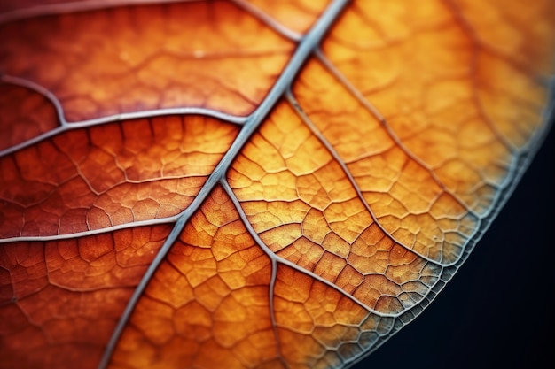 Крупный план сухих осенних листьев с прожилками