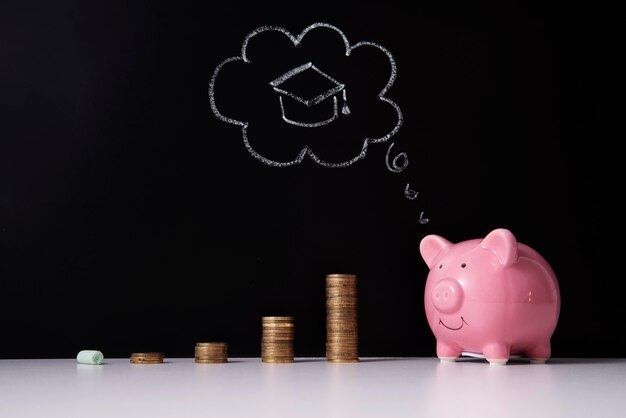 close up on education and economy objects