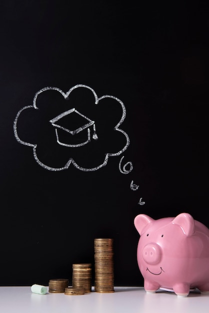 close up on education and economy objects