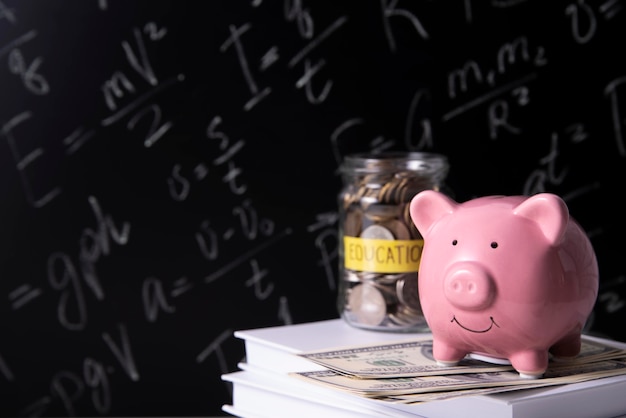 close up on education and economy objects