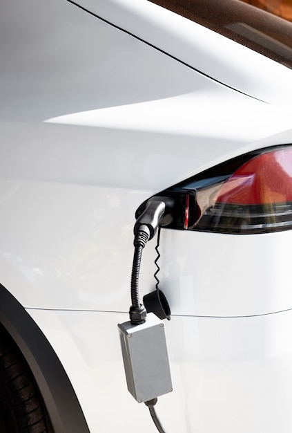 Free photo close up on electric car charging