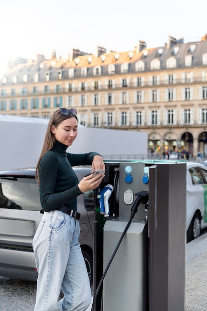 Free photo close up on electric car in france