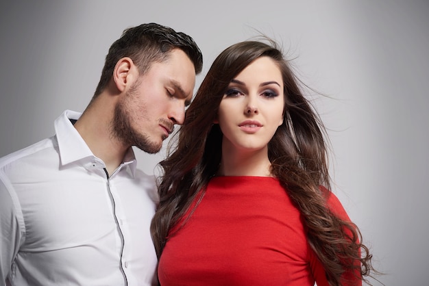 Close up of elegant young couple