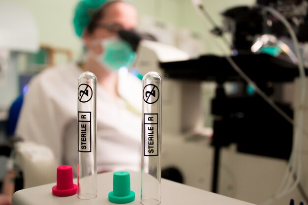 Close-up of empty test tubes