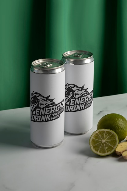 Free photo close up on energy drinks