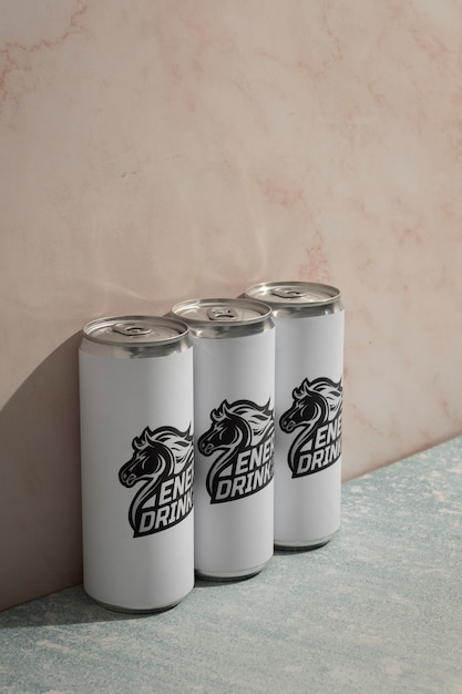 Free photo close up on energy drinks