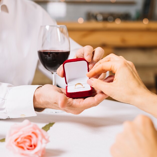 Close-up of engagement ring