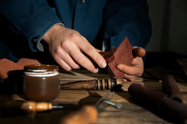 Close up on engraving art tools