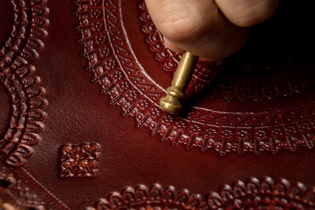 close up on engraving art tools