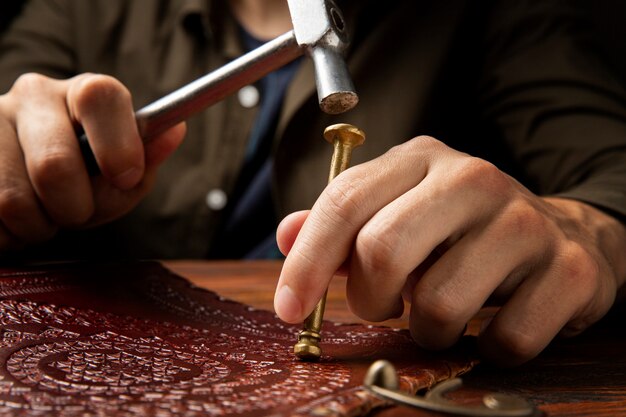 close up on engraving art tools