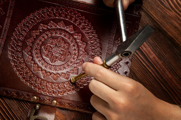 close up on engraving art tools