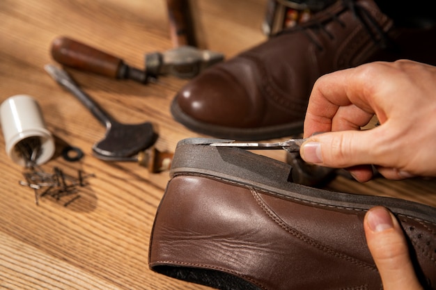 Close up on engraving art tools