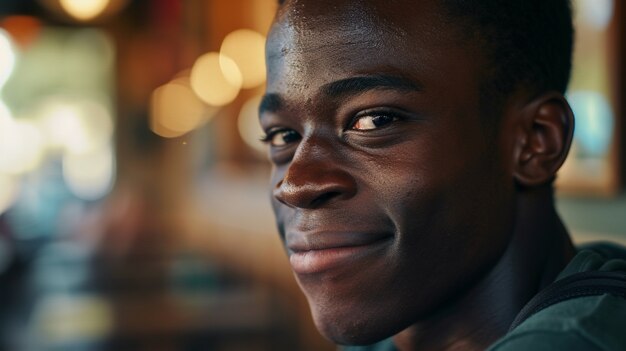 Close up on excited person portrait