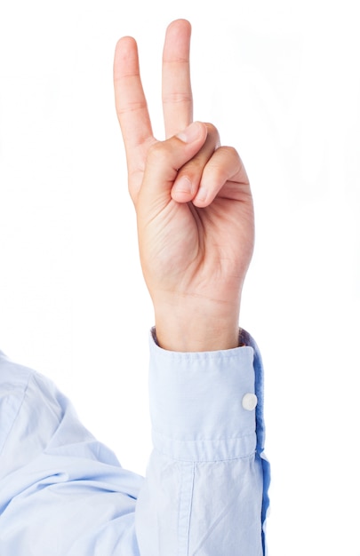 Free photo close-up of executive showing two fingers