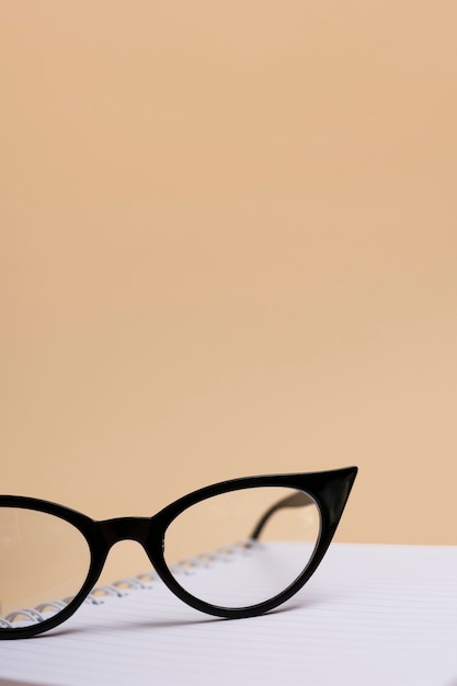 Free photo close-up eyeglasses with plastic frame