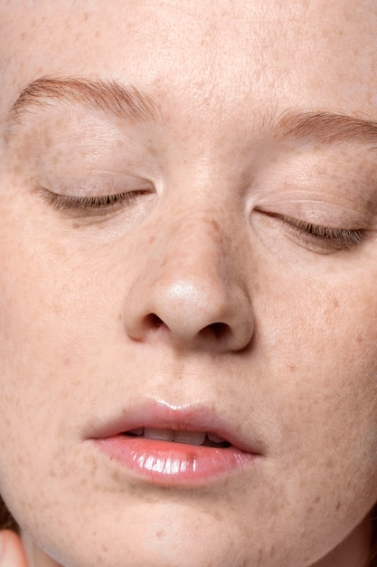 Close up on face pores texture