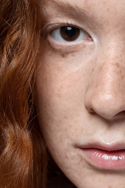 Foto gratuita primo piano sulla texture dei pori del viso