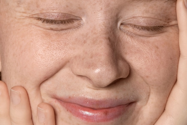 Close up on face pores texture