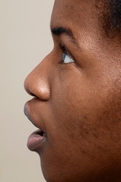 Close up on face pores texture