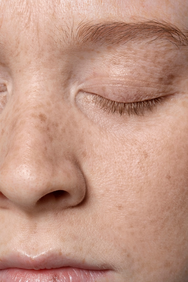 Free Photo close up on face pores texture
