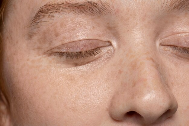 Close up on face pores texture