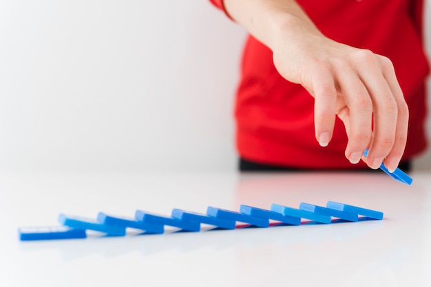 Free photo close-up fallen domino pieces