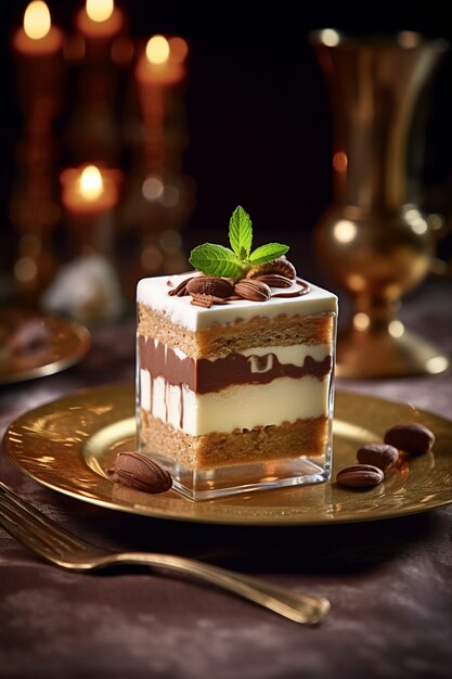 Close up on fancy dessert