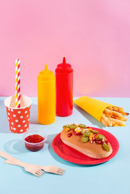 Close up on fast food still life