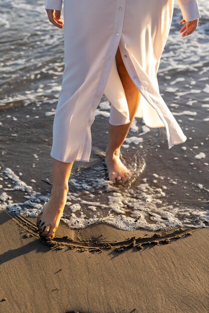 Close up  feet at seaside