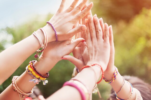 Close up of female hands