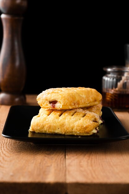 Close-up filled breakfast pastries